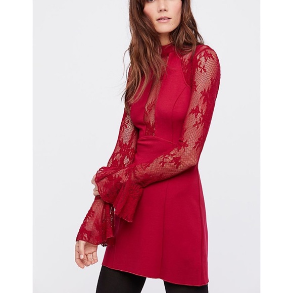 Free People Dresses & Skirts - Free People Red Lace Bodycon Dress NWOT